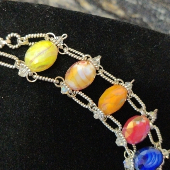 𝅺EXTRAORDINARY! One-of-a-kind rainbow choker! 16 inches with 1 inch extender. - Picture 5 of 6